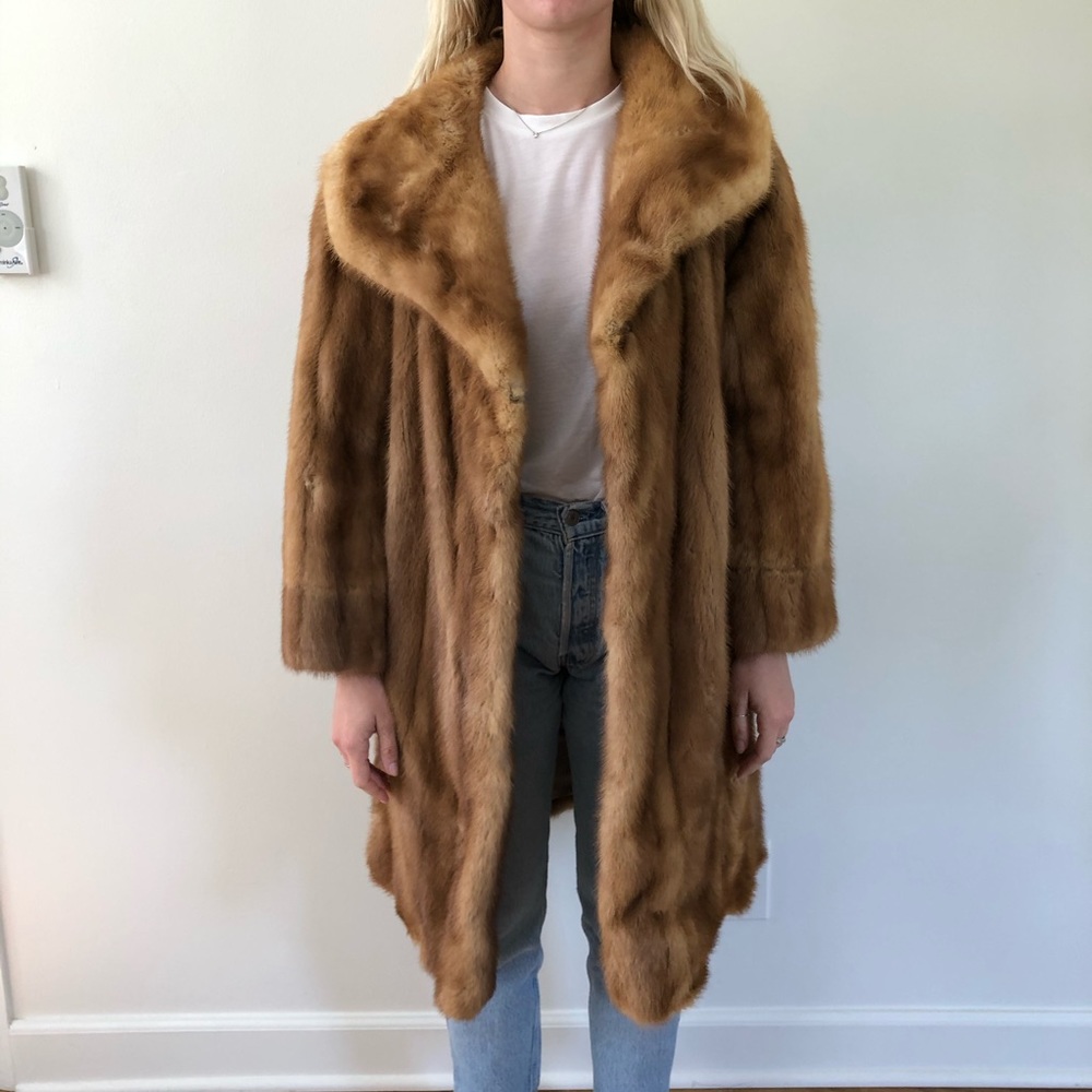 Vintage Light Brown Mink Oversized Fur Coat